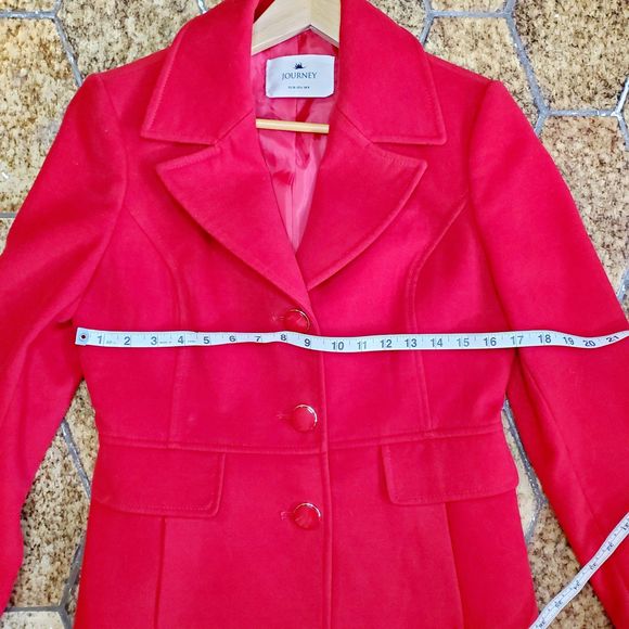 Journey Navy Blue Pea Coat Spring Fall Jacket Casual Made in Turkey SZ S /US 4 - Picture 8 of 12